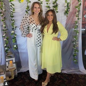 Fraiche by J Yellow Empire Waist Long Sleeve Dress